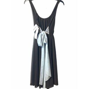 CALVIN KLEIN Womens Dress Size Small Brown Sleeveless Light Blue Bow Accent Semi